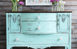 Chalky Finish Mint and Floral Buffet